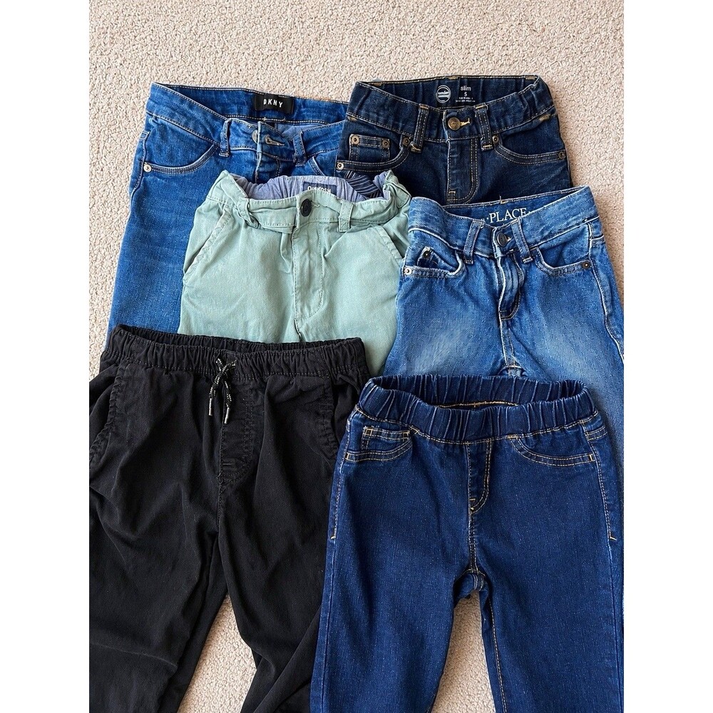Lot of 6 Girls/ Boys Pants Size 5-7 DKNY Oshkosh Cat & Jack Arizona Jeans EUC